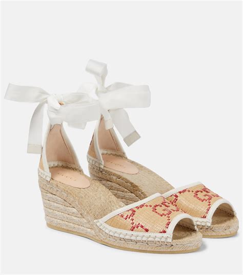 gucci raffia espadrilles|gucci espadrille wedge.